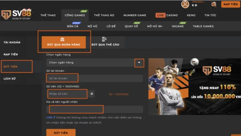 Bí quyết rút tiền SV88 thành công 100%