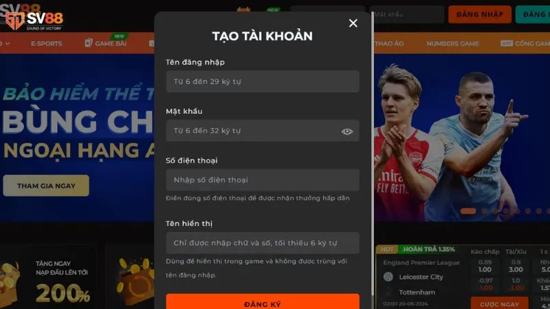 Cách xác thực tài khoản SV88 sau khi đăng ký